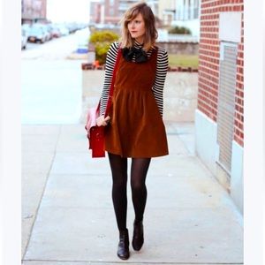Ladakh Dark Brown corduroy fall pinafore dress chocolate Velvet Underground